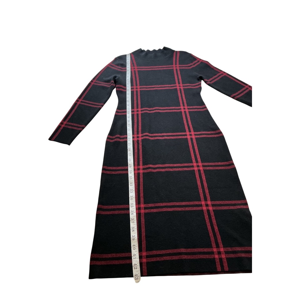 Emery Rose Womens Plaid Mock Neck Long Sleeve Bodycon Sweater Midi Dress Medium - Picture 7 of 9